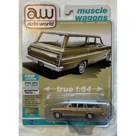 AUTO WORLD 1963 CHEVY II NOVA 400 WAGON 1:64  1 OF 13904 NEW - Picture 1 of 4